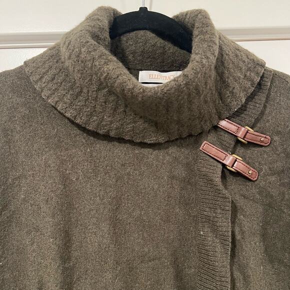 Ellen Tracy Women's 100% Extra Fine Merino Wool Sweater Leather Detail‎ M - Picture 12 of 12